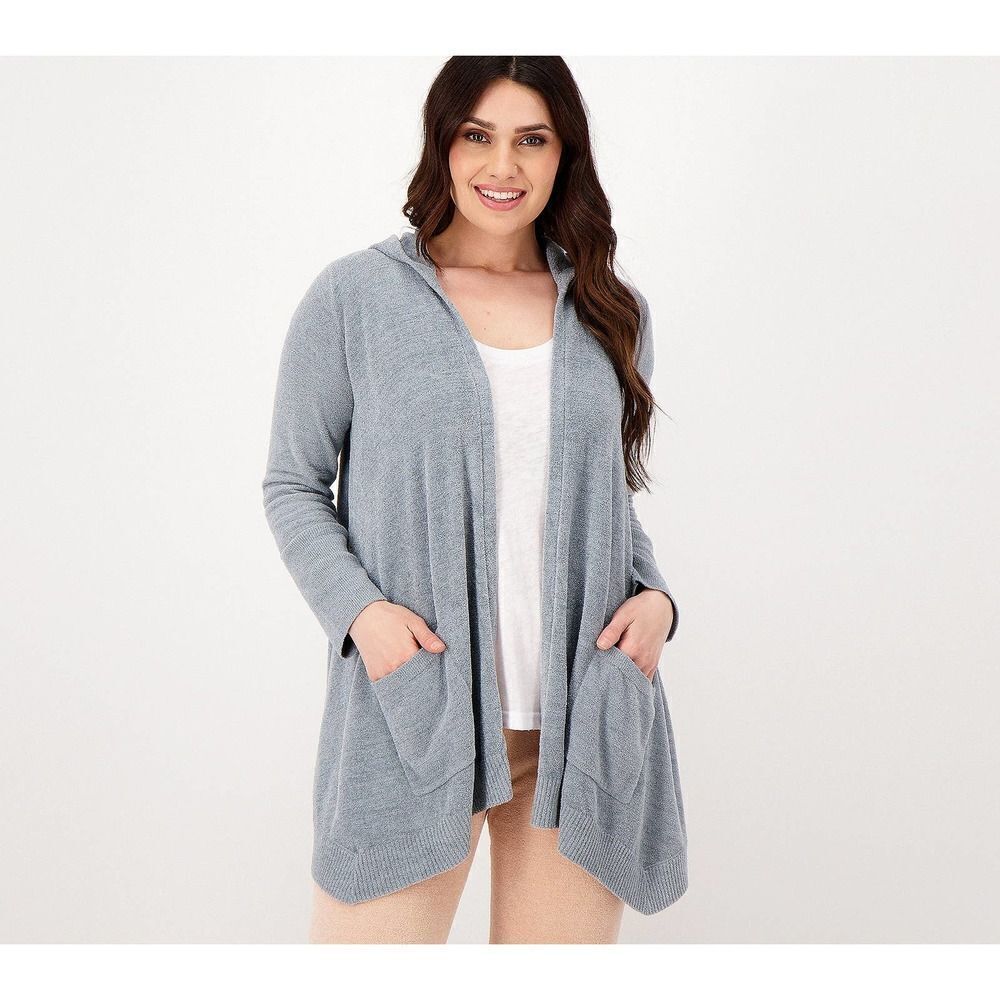 NEW Barefoot Dreams CozyChic Ultra Lite Hooded Seashore‎ Cardigan Sz S